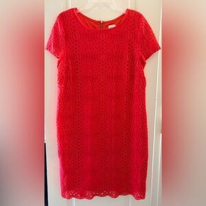 Chico's Bright Coral Eyelet Lace Dress